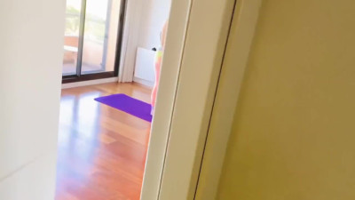 Seductive asian wife gets fucked by her horny husband during stretching exercises