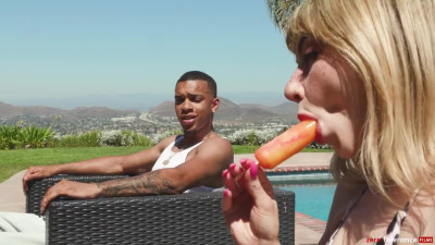 Blonde Demi Hawks gets cum in her mouth, after screwing BBC