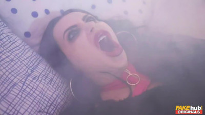 Busty Brunette Possessed and Pounded by Hung Exorcist in Hot Roleplay