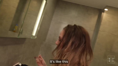 Skinny teen given a hard time and creampie by her big cock boyfriend