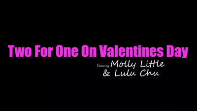 Slim Stepsister Molly Little & Her Asian BFF Lulu Chu Entice a Guy Into Hot 3-some On Valentine's Day