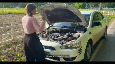 Pretty Busty Nerdy PAWG Cheats On Her BF To Reward Me For Helping Her With Her Broken Car