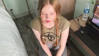 Slutty blonde cheats on her boyfriend with his bf to keep her little secret