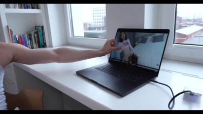 Busty step-mom helped me cum after watching porn