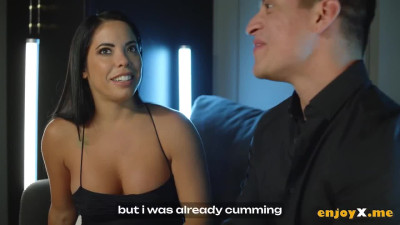 Sexy Curvy Busty Brunette Megan Fiore Wanna Try Her Partner's Hefty Cock With Both Her Slutty Holes