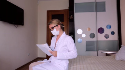 The sensual nurse babe with white stockings is going to jack you off - JOI