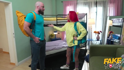 Shameless British redhead Roxi Keogh gets quite passionate at the hostel