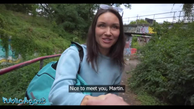 Attractive model Kristina Grace got fucked by another slut who is ready to fuck for money in public.