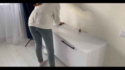 Cute Slim Beautiful Cleaning Girl Agrees To Suck Her Client's Dick & Let Him Fuck Her For Money