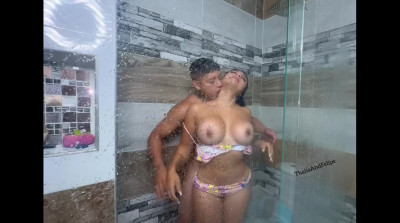 Thick-ass Latina gets wrecked in from behind in the shower
