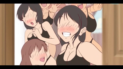 Busty teens show up to his house for his big cock hentai