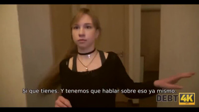 Russian student pays off debts by giving a blowjob and getting her pussy fucked