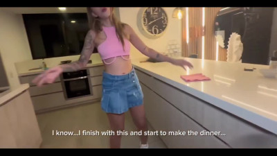 Blonde Maid's Sizzling Blowjob & Kitchen Table Creampie