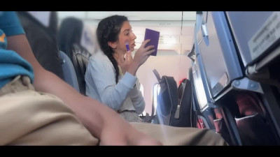 Russian amateur caught guy jerking off on the plane and joined in