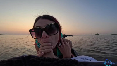 Big ass girl gets freaky with him on the jetski POV