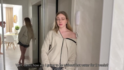 Stepsister shows her stepbrother around and lets him fuck her in POV
