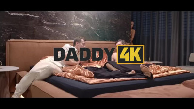 Pink pussy stretched in spooning pose by older cock - Daddy4k