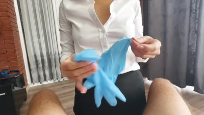 SHE CAUGHT HIM TOUCHING HIMSELF AND JOINED IN GLOVED