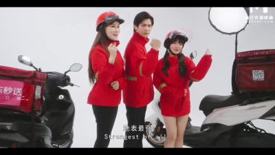 Two chinese delivery girls please a horny CEO at his hotel room