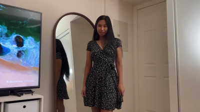 Cute Tanned Asian Brunette Initiates Sex with Stepbrother