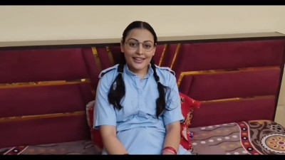 Nerdy Indian stepsis with pigtails got huge cum on her face