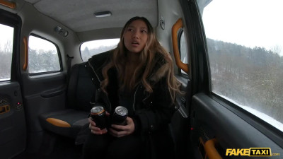 Arousing asian teen jumps on a fake taxi driver's cock with a tight pussy