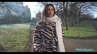 A man offered money to a sexy brunette on the street and fucked her with a huge dick