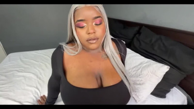 Busty ebony girl with big tits and ass enjoys her daily portion of her friend's cock