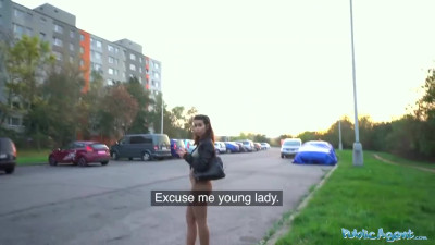 Juicy brunette MILF with fake tits fucks with a stranger for money like a slut