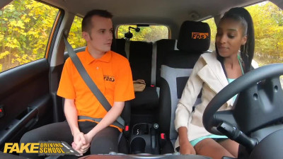Fake Driving School — Ebony Asia Rae Gets Stuck and Fucked Hard