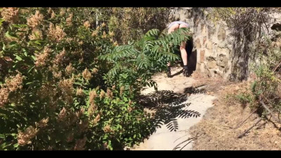 MILF secretary Erin Electra gets stuck in the rocks and her pussy fucked outdoors