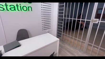 Tiny tits girl gets out of her cell and fucks a guard