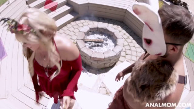 Curvy Buxom Blonde Shaman MILF Enjoys Both Holes Fuck With Her Stepson To Honor the Goddess