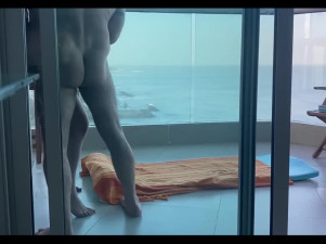 She was so horny she asked me to creampie her tight ass on the hotel balcony