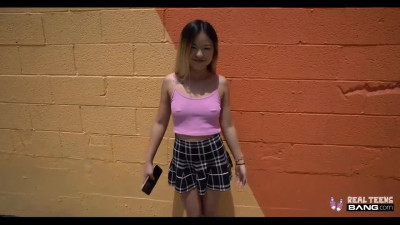 big-cocked guy invites an asian petite lady for a rough fuck.