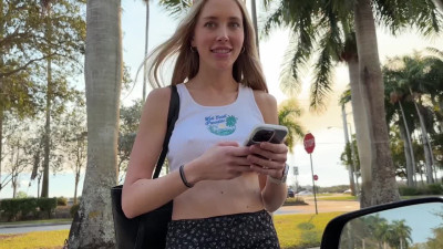 Car fuck and facial cumshot with risky blonde teen