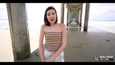 Skinny brunette teen's first time on camera