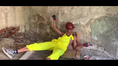Sexy inspector girl comes to the construction site to get gangbanged by three workers