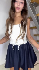 Cute petite bitch fucks herself anally with a cream-smeared dildo