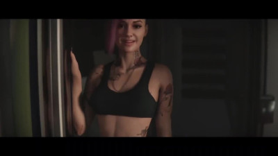 POV fuck with hot inked Judy from Cyberpunk 2077 cumming inside her