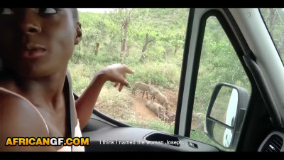 Gorgeous ebony princess services driver's BWC during car ride