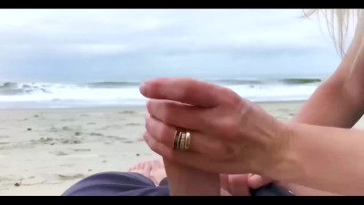 Shamless Russian couple practise passionate sex on public beach