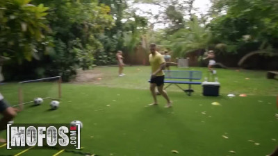 POV Mimi Monet fucks her boyfriend in front of their friends who play soccer