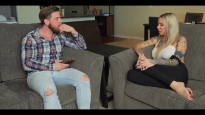 Tattooed busty cougar receives an unexpected gift from her husband, she has long dreamed of anal sex.