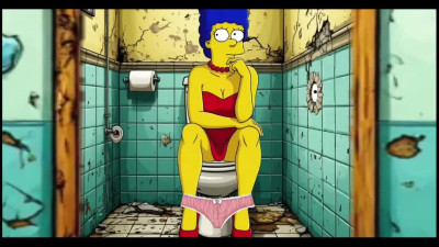 Marge Simpson cheats on Homer through a glory hole in an amateur animation.
