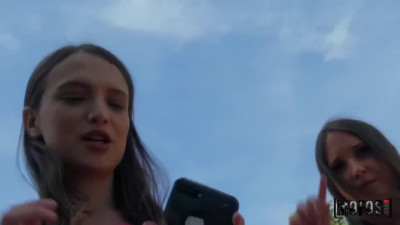Young whore with a tempting slender body has an intense sex with a naughty dude outdoor