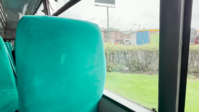 Curvy perv babe masturbates in bus her dirty pussy