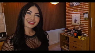 Busty milf in sexy fishnet lingerie offers her body to the boss in hopes of getting promoted