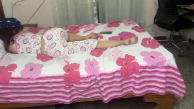 While the stepdaughter was resting, the stepfather took off her pajamas and fucked her big ass