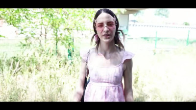 Hot casting in public. Petite German schoolgirl is fucked sensually outdoors.